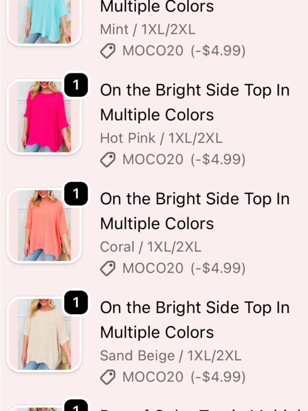 MOCO Boutique Oversized Tops 2X Bundle – Multiple Colors – New